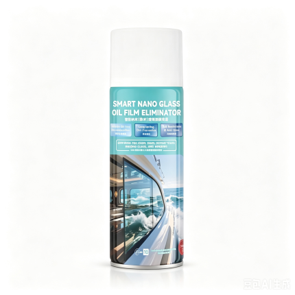 Nano Car Glass Oil Film Remover Spray, 450ml Anti-Glare Windshield Cleaner, Long Lasting Rain Repellent Hydrophobic Glass Coating for Automotive, Yacht & Household Glass