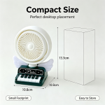 Rechargeable Mini Desk Fan with LED Night Light, Cute Piano Angel Wing Personal Cooling Fan, 3 Speed Adjustable Rotatable USB Table Fan, Portable Quiet Fan for Bedroom Dorm Office Decor & Holiday Gift - Image 5
