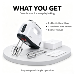 7 Speed Hand Mixer Electric, Portable Handheld Egg Beater with Stainless Steel Whisk Attachments, 100W Power Mixer for Baking Cakes, Cream, Dough, Milkshakes - Image 7