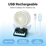 Rechargeable Mini Desk Fan with LED Night Light, Cute Piano Angel Wing Personal Cooling Fan, 3 Speed Adjustable Rotatable USB Table Fan, Portable Quiet Fan for Bedroom Dorm Office Decor & Holiday Gift - Image 2