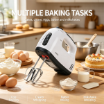 7 Speed Hand Mixer Electric, Portable Handheld Egg Beater with Stainless Steel Whisk Attachments, 100W Power Mixer for Baking Cakes, Cream, Dough, Milkshakes - Image 8