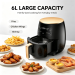 6L Large Capacity Touch Screen Air Fryer, 1400W Hot Air Circulation Oilless Cooker, 8 Preset Cooking Modes, Auto Shut-Off, Non-Stick Basket, Low Fat Healthy Frying for Home Kitchen - Image 2