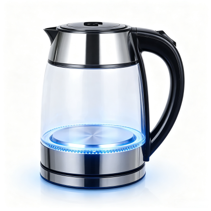 1.8L Glass Electric Kettle, 1500W Fast Boiling Water Heater, Borosilicate Glass Water Boiler with Blue LED Light, Auto Shut Off & Boil Dry Protection for Home Office