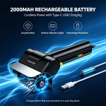 Rechargeable Electric BBQ Grill Brush, Wireless Stainless Steel Rotary Cleaning Brush with Replacement Roller, Type-C Charging Grill Cleaner for Outdoor Camping Barbecue Grills - Image 2