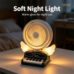 Rechargeable Mini Desk Fan with LED Night Light, Cute Piano Angel Wing Personal Cooling Fan, 3 Speed Adjustable Rotatable USB Table Fan, Portable Quiet Fan for Bedroom Dorm Office Decor & Holiday Gift - Image 6