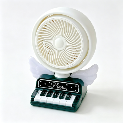 Rechargeable Mini Desk Fan with LED Night Light, Cute Piano Angel Wing Personal Cooling Fan, 3 Speed Adjustable Rotatable USB Table Fan, Portable Quiet Fan for Bedroom Dorm Office Decor & Holiday Gift