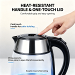 1.8L Glass Electric Kettle, 1500W Fast Boiling Water Heater, Borosilicate Glass Water Boiler with Blue LED Light, Auto Shut Off & Boil Dry Protection for Home Office - Image 7