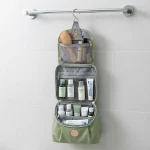4 Compartments Hanging Travel Makeup Bag, Water Resistant Large Capacity Cosmetic Organizer with Detachable Clear Pouch & Hook, Portable Wash Bag for Airplane Travel, Business Trip, Bathroom Daily Use - Image 7