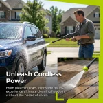 24V Cordless High Pressure Washer Gun, 30BAR Portable Self-Priming Power Cleaner with 10M Hose for Car, Home, Patio & Garden Cleaning - Image 6