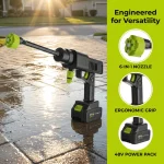 24V Cordless High Pressure Washer Gun, 30BAR Portable Self-Priming Power Cleaner with 10M Hose for Car, Home, Patio & Garden Cleaning - Image 7