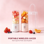 Portable Wireless Juicer Cup, USB Rechargeable Mini Blender, Twin Cups Design Personal Fresh Juice Mixer for Travel, Office, Gym - Image 2