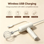 Wireless Electric Hand Mixer, 3 Speed USB Rechargeable Egg Beater with 2 Pcs 304 Stainless Steel Whisks, Standable Cordless Mini Mixer for Baking Baby Food Camping Dorm Home Use - Image 4