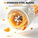 600ml Portable Electric Blender Cup, USB Rechargeable 10 Blades 304 Stainless Steel Juicer, Personal Smoothie Maker for Travel, Gym, CampingCompact wireless portable blender equipped with 10 stainless steel blades, 18000RPM high speed motor, 600ml large capacity. Make fresh fruit juice, smoothies and shakes in 20 seconds, ideal for home, office, camping and outdoor activities. - Image 3
