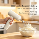 Wireless Electric Hand Mixer, 3 Speed USB Rechargeable Egg Beater with 2 Pcs 304 Stainless Steel Whisks, Standable Cordless Mini Mixer for Baking Baby Food Camping Dorm Home Use - Image 5