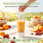 600ml Portable Electric Blender Cup, USB Rechargeable 10 Blades 304 Stainless Steel Juicer, Personal Smoothie Maker for Travel, Gym, CampingCompact wireless portable blender equipped with 10 stainless steel blades, 18000RPM high speed motor, 600ml large capacity. Make fresh fruit juice, smoothies and shakes in 20 seconds, ideal for home, office, camping and outdoor activities. - Image 2