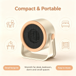 Desktop Mini Space Heater, 2 Heat Settings 22dB Quiet Personal Electric Heater with 90° Adjustable Angle & Overheat Protection for Office Desk Bedroom Dorm Home Use - Image 3