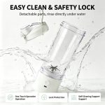 600ml Portable Electric Blender Cup, USB Rechargeable 10 Blades 304 Stainless Steel Juicer, Personal Smoothie Maker for Travel, Gym, CampingCompact wireless portable blender equipped with 10 stainless steel blades, 18000RPM high speed motor, 600ml large capacity. Make fresh fruit juice, smoothies and shakes in 20 seconds, ideal for home, office, camping and outdoor activities. - Image 6