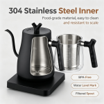 Temperature Control Gooseneck Electric Kettle, 1L 7 Temperature Levels 1000W Pour Over Coffee Tea Kettle with Dual Spout & Lid Options for Home Office Cafe Tea Room Use - Image 6